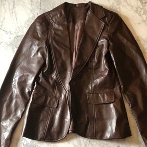 Brown Shiny Vinyl Lapel Jacket
